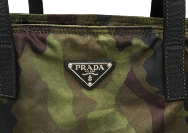 22010523 7 Prada Camouflage Tote Bag Nylon Leather Green