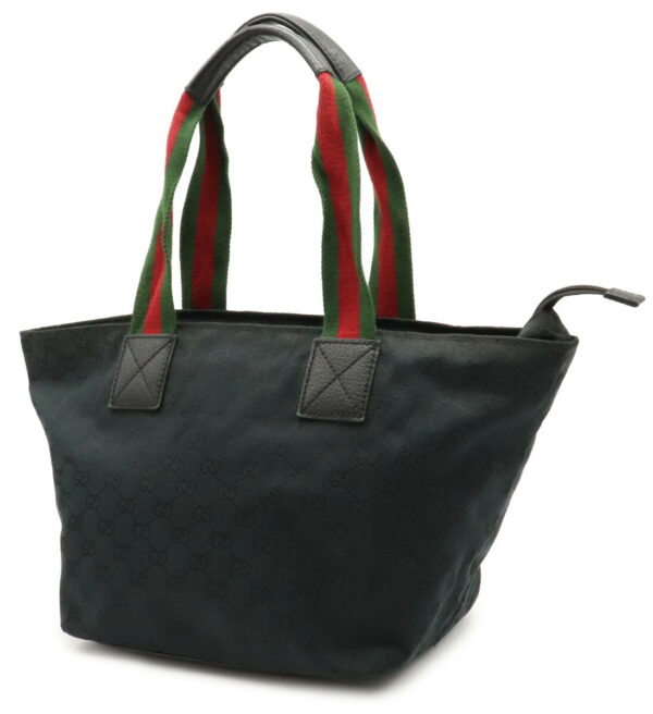 22020711 1 Gucci GG Leather Tote Handbag Black Red Green