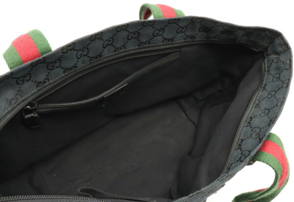 22020711 4 Gucci GG Leather Tote Handbag Black Red Green