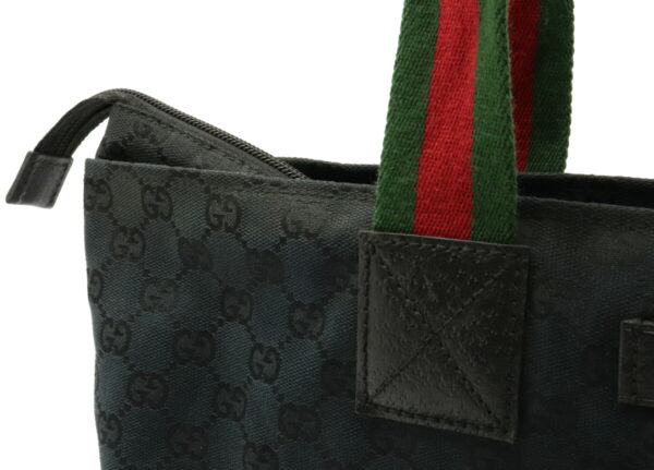 22020711 7 Gucci GG Leather Tote Handbag Black Red Green