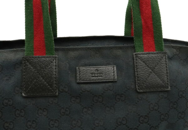 22020711 8 Gucci GG Leather Tote Handbag Black Red Green