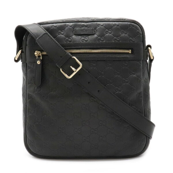 22040095 Gucci Guccisima Diagonal Leather Shoulder Bag Black