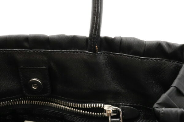 22041067 6 Prada Gathered Messenger Tote Bag Nylon Leather Nero Black