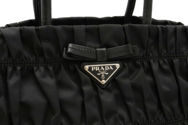 22041067 7 Prada Gathered Messenger Tote Bag Nylon Leather Nero Black