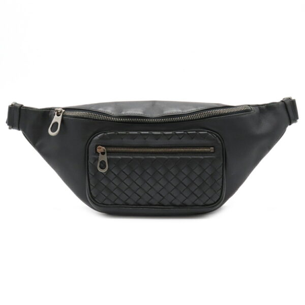 22050751 Bottega Veneta Intrecciato Waist Bag Body Bag Leather Black