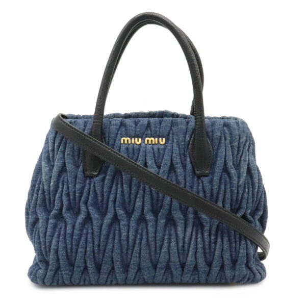 22050758 Miu Miu Shoulder Bag Leather Denim Blue