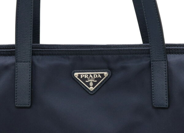 22050923 8 Prada Large Tote Bag Nylon Leather Blue Blue