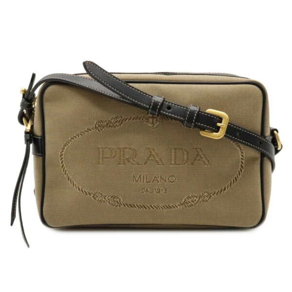 22060120 Prada Crossbody Bag Leather Corda Beige Nero Black