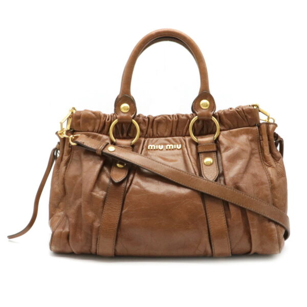 22060818 Miu Miu Shoulder Bag Leather Brown