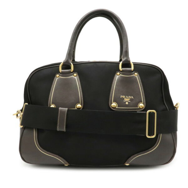 22060837 Prada Mini Bag Nylon Leather Black Brown