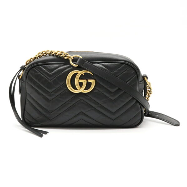 22060912 Gucci GG Marmont Quilted Leather Chain Shoulder Bag Black