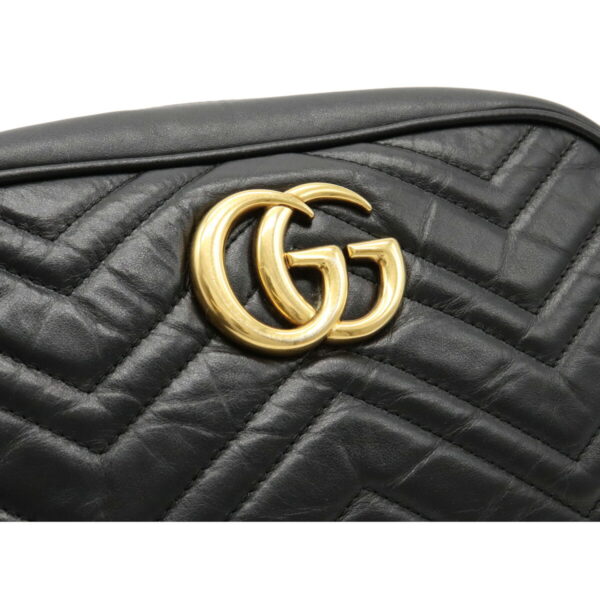 22060912 7 Gucci GG Marmont Quilted Leather Chain Shoulder Bag Black