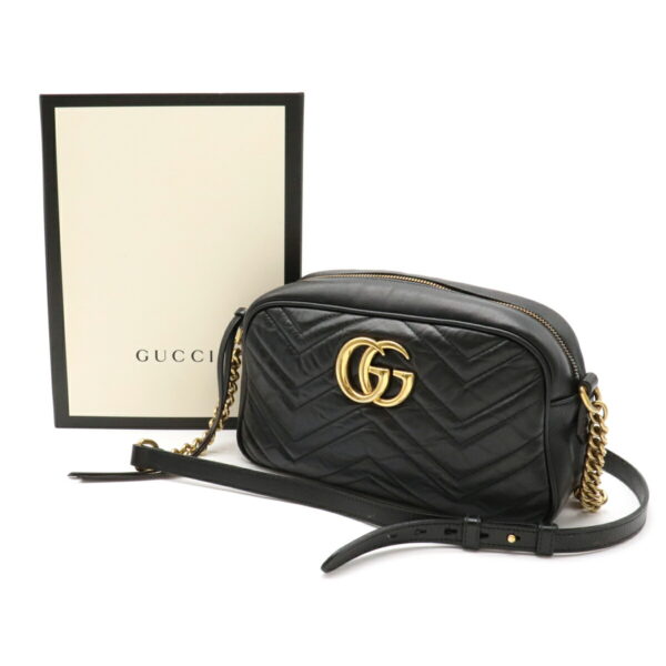 22060912 8 Gucci GG Marmont Quilted Leather Chain Shoulder Bag Black