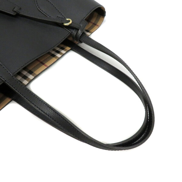 22068089 Burberry Reversible Leather Tote Bag Black Plaid