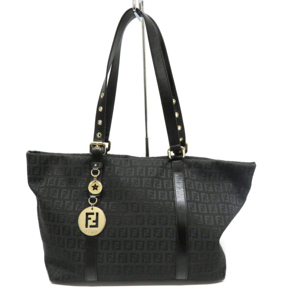 22068171 Fendi Tote Bag Zucca Pattern Canvas Black