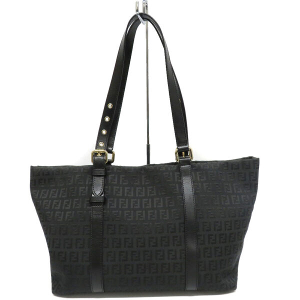 22068172 Fendi Tote Bag Zucca Pattern Canvas Black