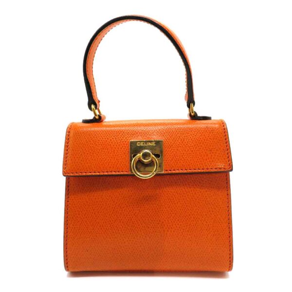 22070081 Celine 2WAY Leather Handbag Orange