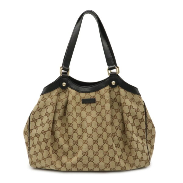 22070831 Gucci GG Leather Tote Shoulder Bag Khaki