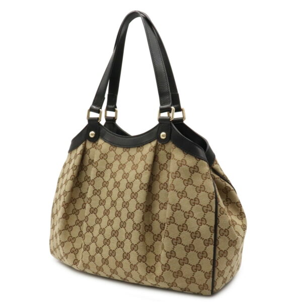 22070831 1 Gucci GG Leather Tote Shoulder Bag Khaki