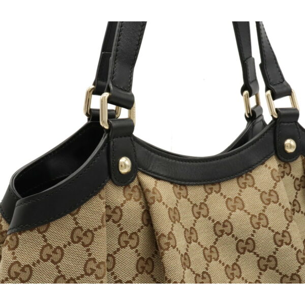 22070831 6 Gucci GG Leather Tote Shoulder Bag Khaki