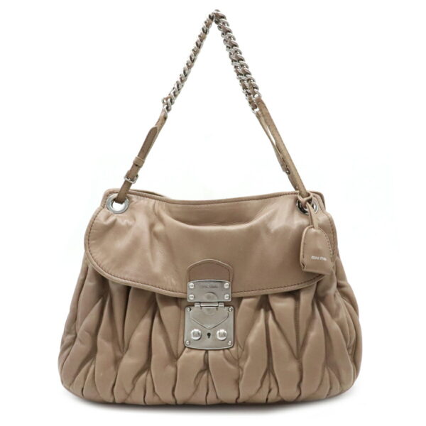 22070978 Miu Miu Shoulder Bag Leather Mocha Beige