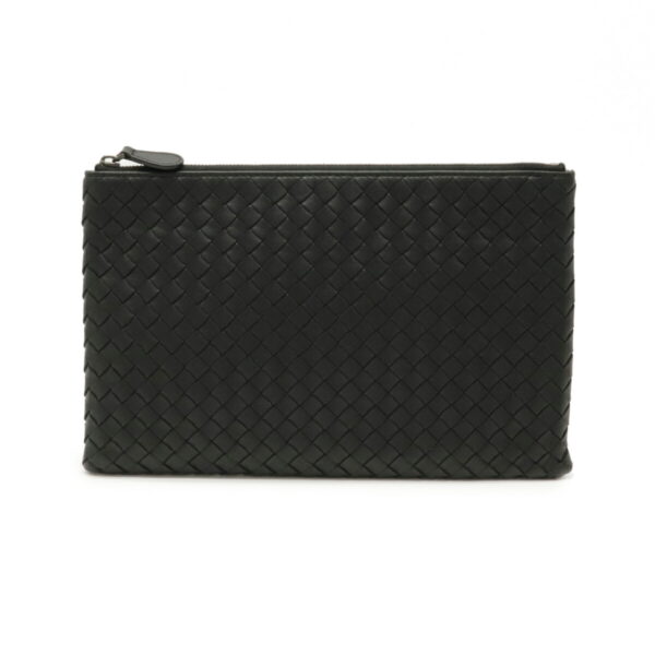 22080133 Bottega Veneta Intrecciato Leather Clutch Bag Black