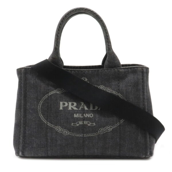 22080616 Prada Canapa Tote Bag Denim Nero Black