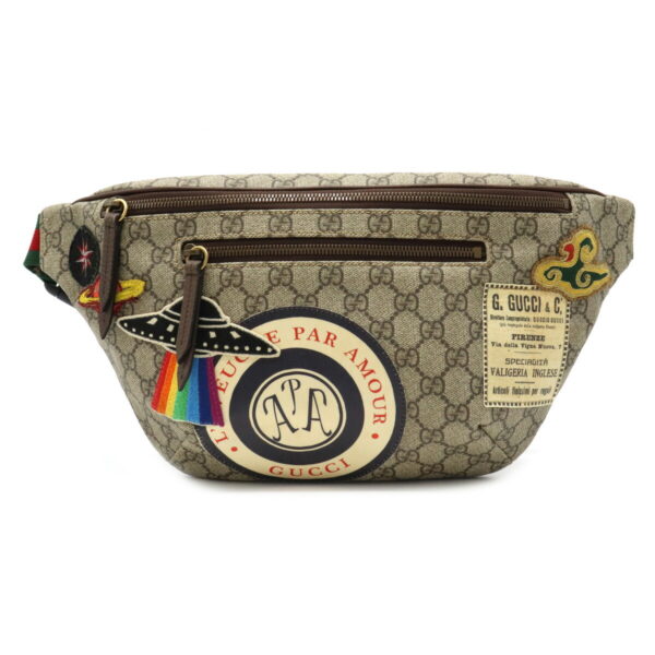 22080702 Gucci GG Supreme Sherry Line Applique Belt Waist Bag Khaki