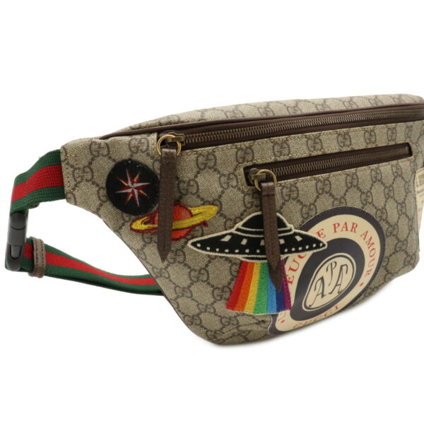 22080702 5 Gucci GG Supreme Sherry Line Applique Belt Waist Bag Khaki