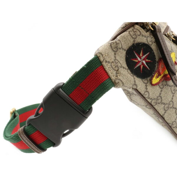 22080702 6 Gucci GG Supreme Sherry Line Applique Belt Waist Bag Khaki