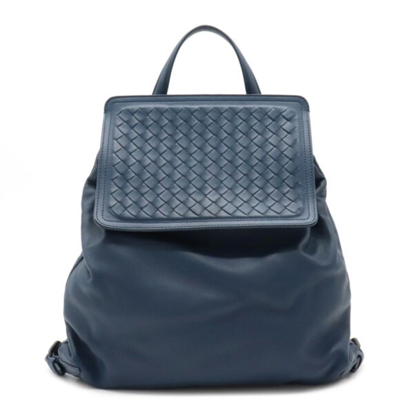 22081141 Bottega Veneta Intrecciato Backpack Rucksack Leather Navy