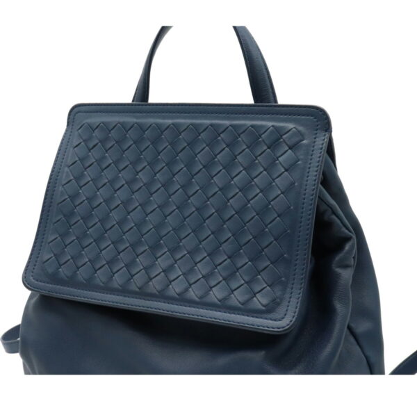 22081141 7 Bottega Veneta Intrecciato Backpack Rucksack Leather Navy