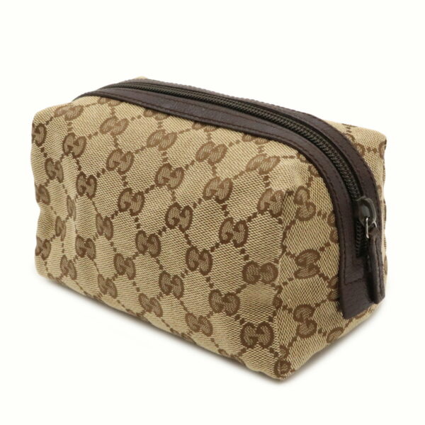 22081144 1 Gucci GG Leather Cosmetic Pouch Khaki