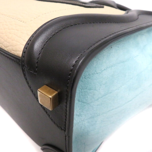 22085076 Celine Luggage Micro Shopper Leather Handbag Black Blue Beige