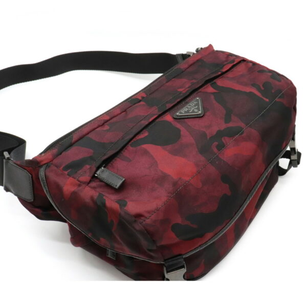 22090821 5 Prada Camouflage Body Bag Nylon Leather Bordeaux Dark Red