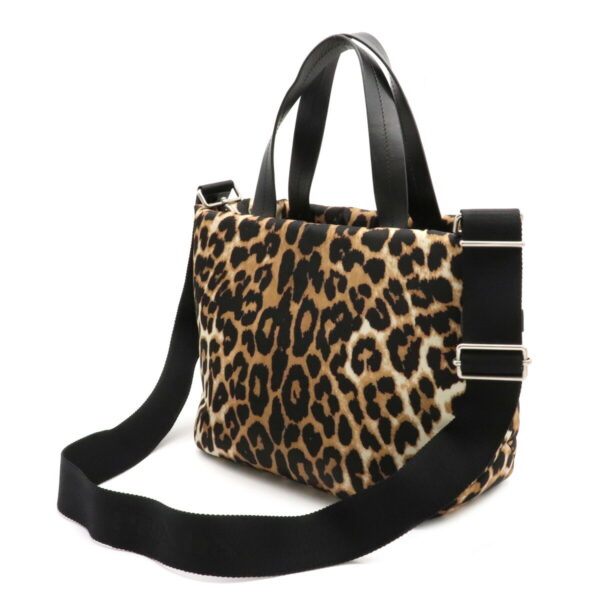 22100267 1 Prada Leopard Print Tote Bag Nylon Leather Black Beige