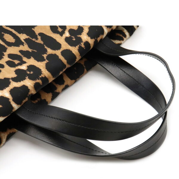 22100267 3 Prada Leopard Tote Bag Nylon Leather Black Beige