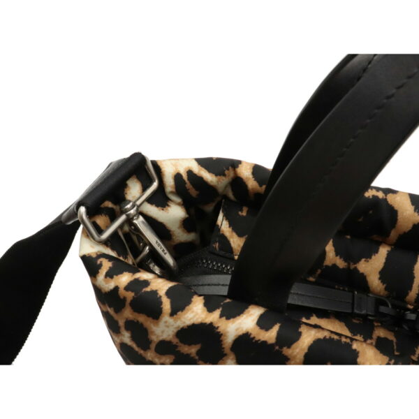 22100267 6 Prada Leopard Print Tote Bag Nylon Leather Black Beige