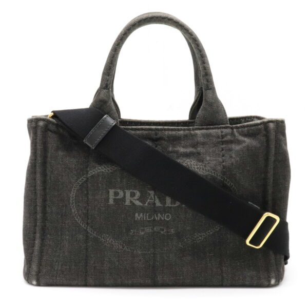 22101079 Prada Canapa Tote Bag Denim Nero Black