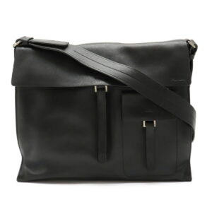 22101097 Burberry Small Banner Bag Calf Canvas Check Pattern Crossbody Black