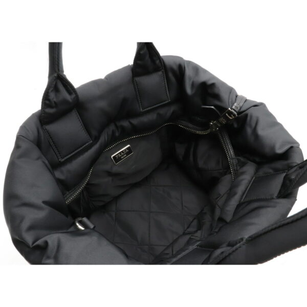 22101114 4 Prada Bomber Tote Bag Nylon Leather Nero Black