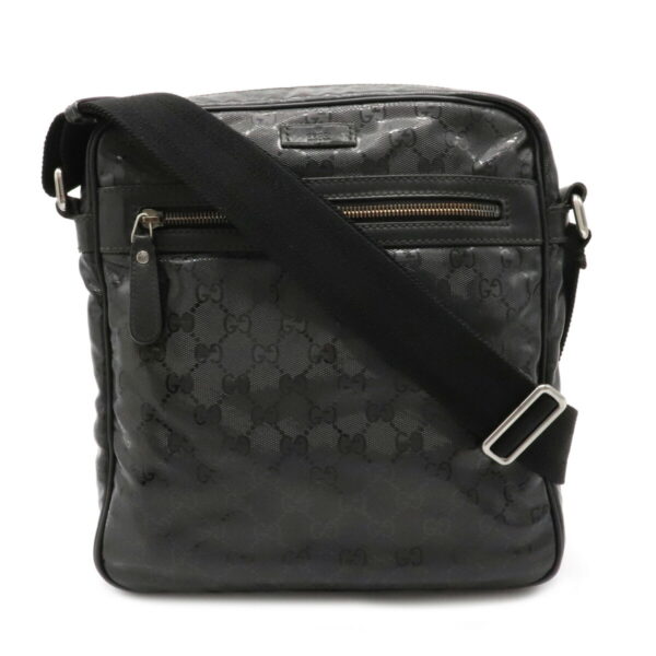 22101415 Gucci GG Implement Leather Crossbody Shoulder Bag Black