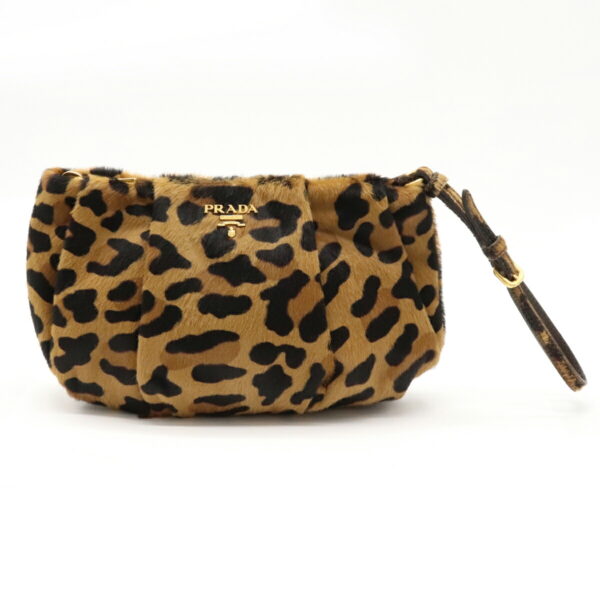 22110974 Prada Wristlet Pouch Leopard Print Light Brown