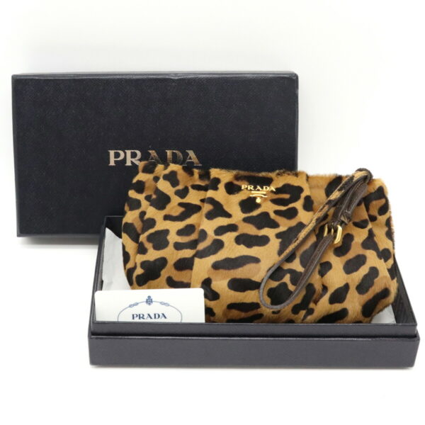 22110974 6 Prada Wristlet Pouch Leopard Print Light Brown