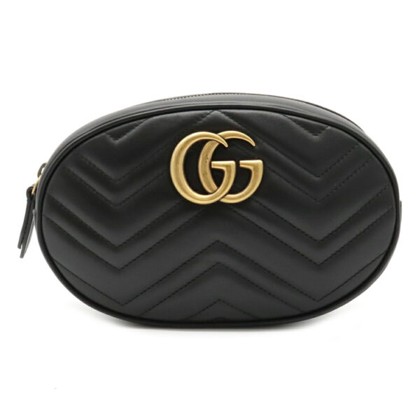 22110993 Gucci GG Marmont Quilted Leather Belt Waist Bag Black