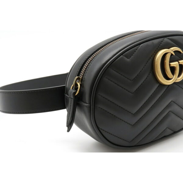 22110993 4 Gucci GG Marmont Quilted Leather Belt Waist Bag Black