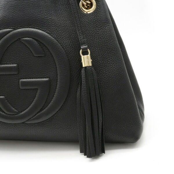 22120077 6 Gucci Soho Interlocking Logo Chain Leather Shoulder Bag Black