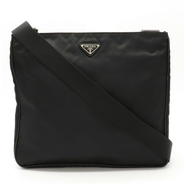 22120300 Prada Diagonal Shoulder Bag Nylon Leather Nero Black