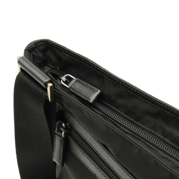 22120300 5 Prada Diagonal Shoulder Bag Nylon Leather Nero Black