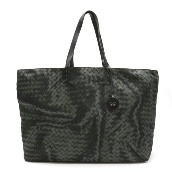 22120307 Bottega Veneta Intreccio Lusion Medium Tote Bag Shoulder Nylon Gray